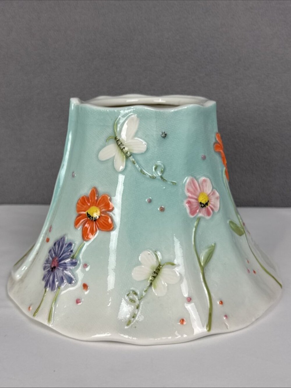 Yankee Candle Water Garden Flowers Large Ceramic Topper dragonfly butterfly